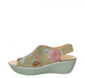 Think KATE Plateau Sandalen Damen Olivgrün | TZV937514